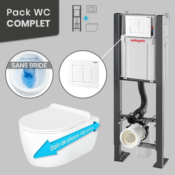 Pack WC suspendu sans bride avec bâti-support autoportant WIRQUIN PRO