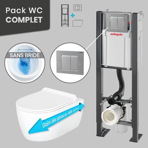 Pack WC suspendu sans bride avec bâti-support autoportant WIRQUIN PRO