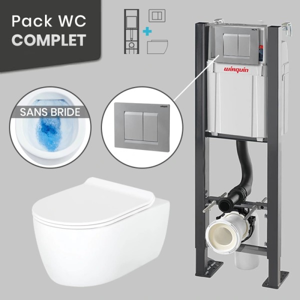 Pack WC suspendu sans bride avec bâti-support autoportant WIRQUIN PRO