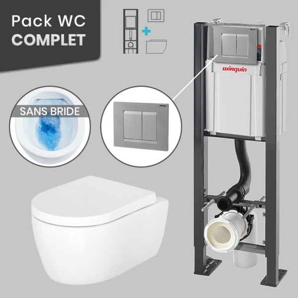 Pack WC suspendu sans bride avec bâti-support autoportant WIRQUIN PRO