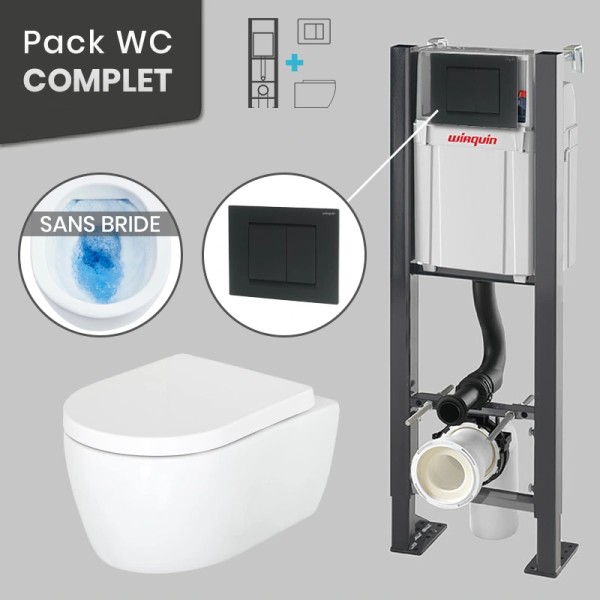 Pack WC suspendu sans bride avec bâti-support autoportant WIRQUIN PRO